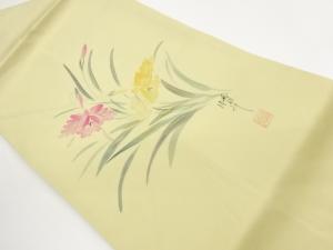 作家物　塩瀬金彩手描き花葉模様名古屋帯